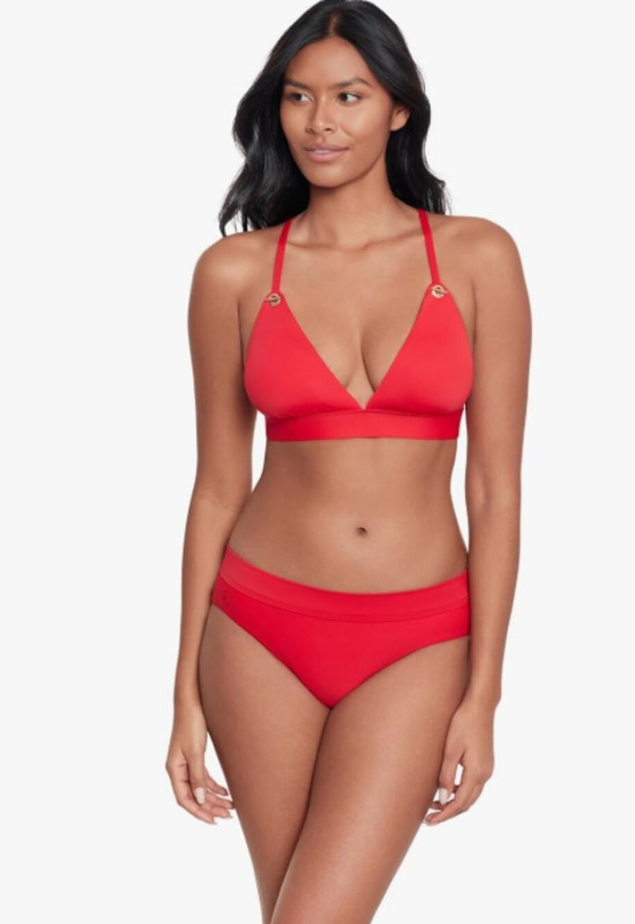 LAUREN RALPH LAUREN Beach Club V Neck Bikini Set Size 8 Red NWT